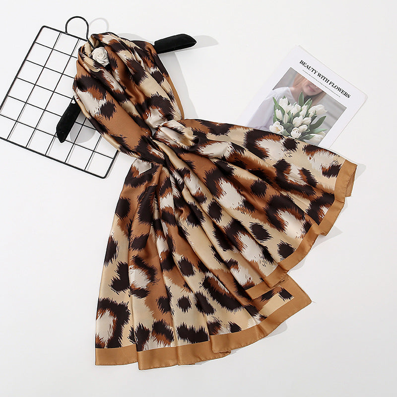 Black Brown Animal Winter Printed Silk Scarf