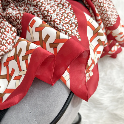 Red Ziva Abstract Printed Silk Scarf Summer Edition 26'