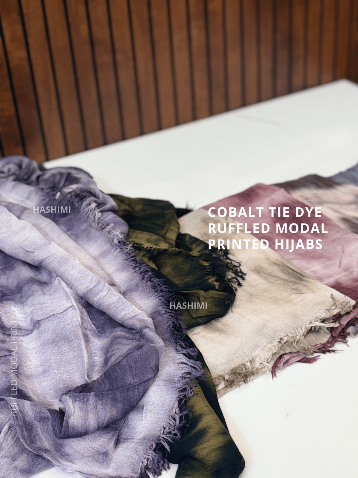 Cobalt Tie Dye Ruffled Modal Printed Hijabs