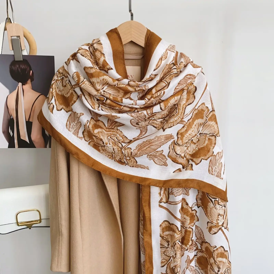 Ruba Rose brown  Printed Summer Edition 26’ Viscose Scarf