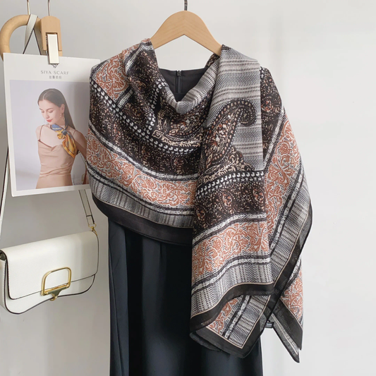 Black Kashmiri Printed Viscose Scarf