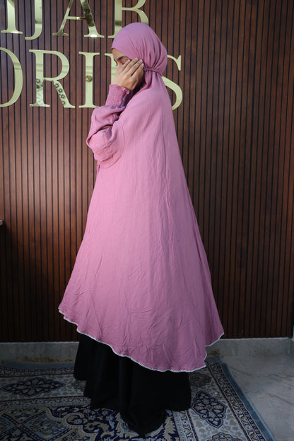 Dusty Pink Prayer Makhana Hijab for Salah