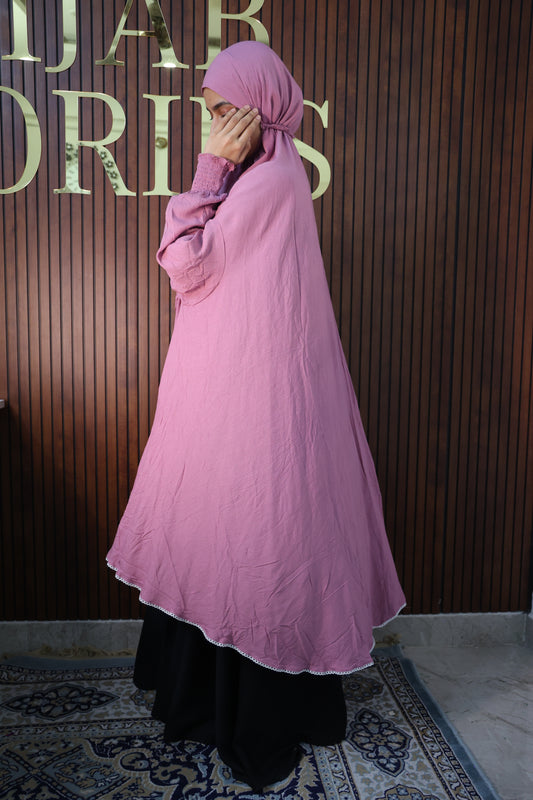 Dusty Pink Prayer Makhana Hijab for Salah