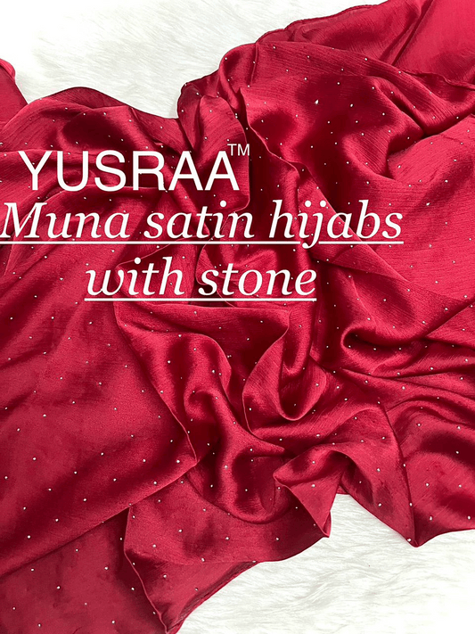 Muna Satin Hijabs with Crystal Stone