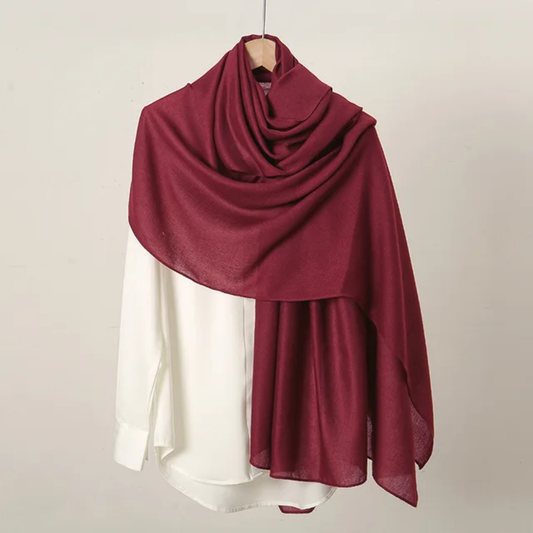 Deep Maroon Premium Plain Viscose Cotton Scarves