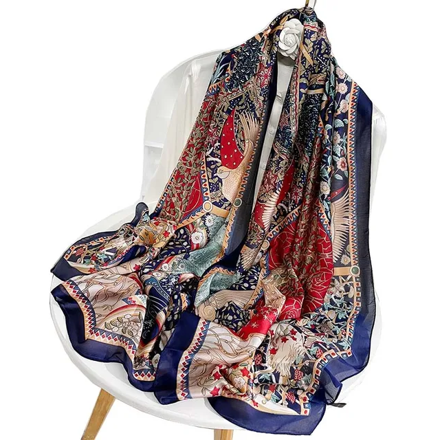 Illustrative Printed Silk Scarf