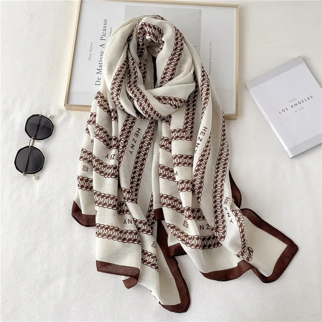 White Scarf Printed Viscose Scarf