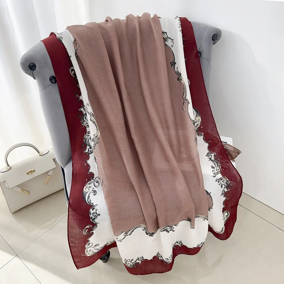 Cherry Motif Printed Viscose Scarf