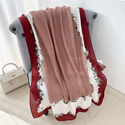 Cherry Motif Printed Viscose Scarf