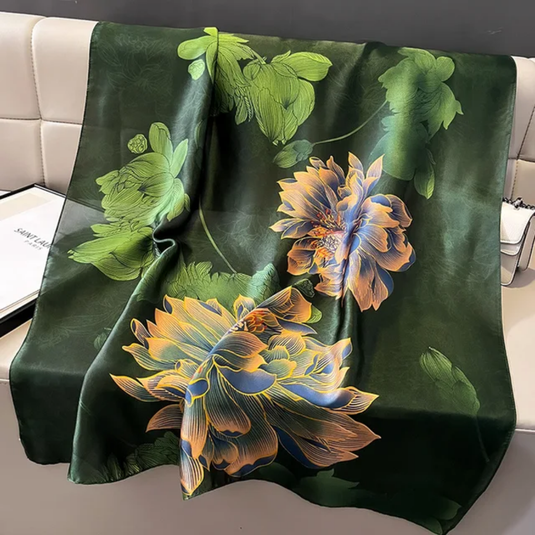 Green Nightingale Printed Silk Scarf