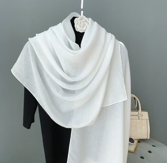 White Premium Plain Viscose Cotton Scarves
