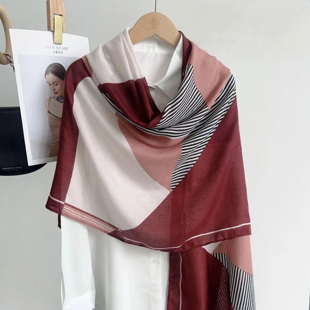 Maroon Cozy Printed Viscose Scarf