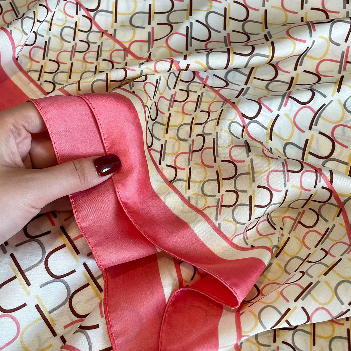 Tara  Peach Printed Silk Scarf Summer Edition 26'