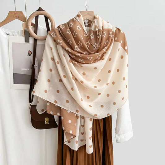 Round Heart Printed Viscose Scarf