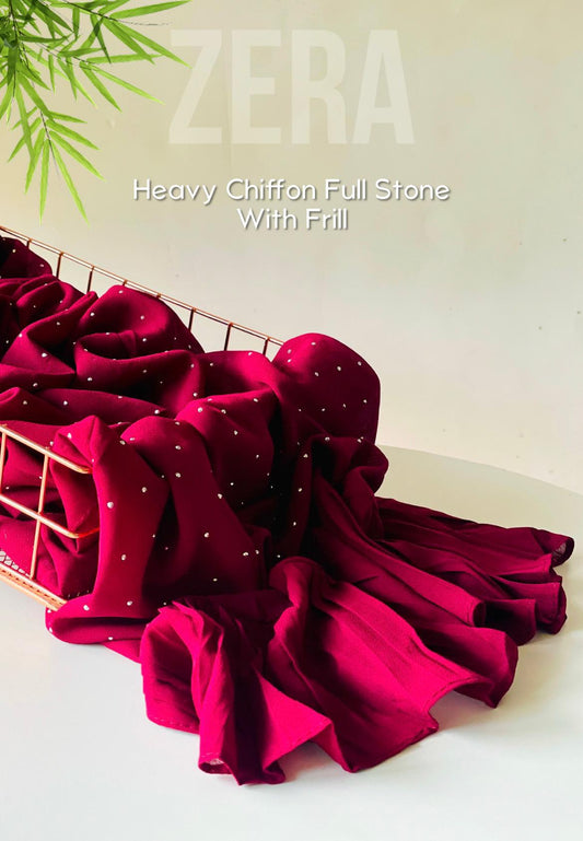 Heavy Chiffon Full Stone with Frill Hijabs