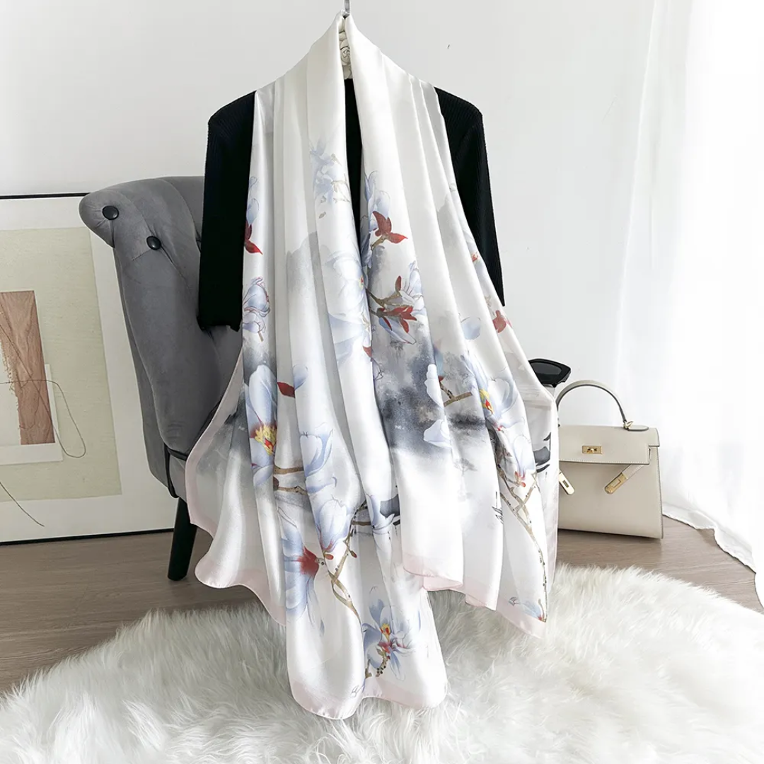 Sail Pink Printed Silk Scarf