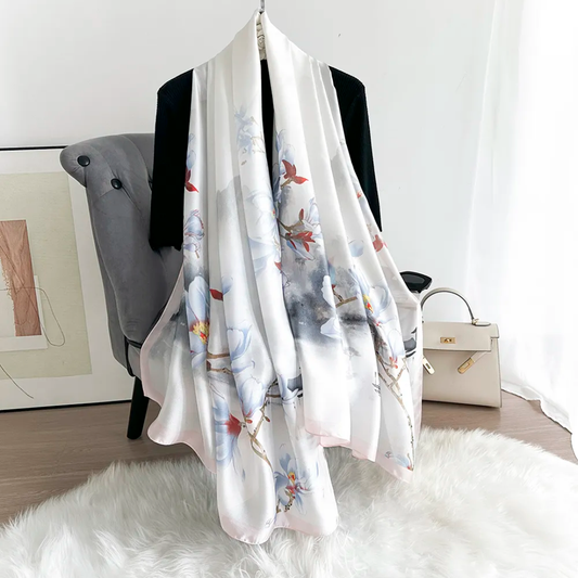 Sail Pink Printed Silk Scarf