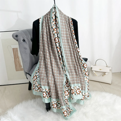 Green Ziva Abstract Printed Silk Scarf Summer Edition 26'