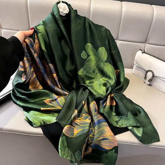 Green Nightingale Printed Silk Scarf