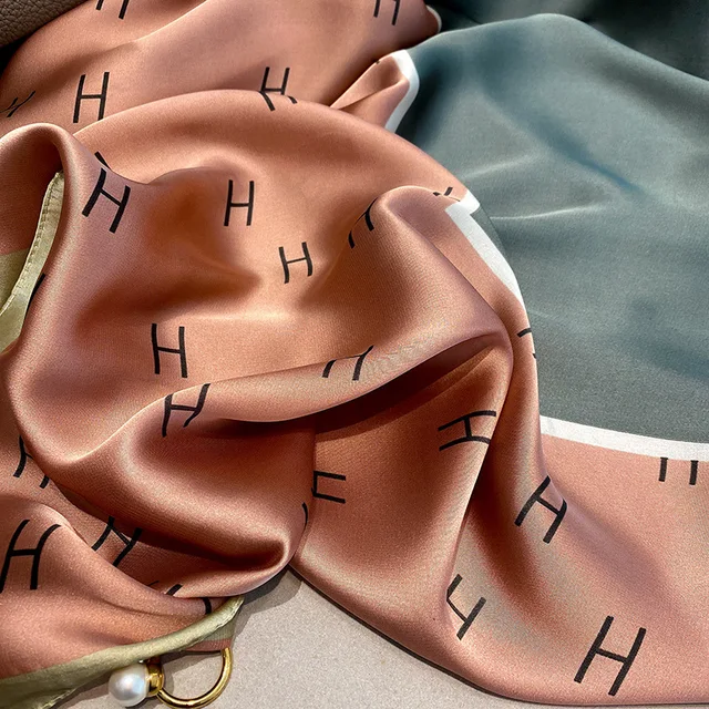 H Bold Printed Silk Scarf