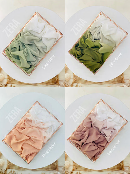 Zera Premium Ombre Malaysian Heavy Chiffon Hijabs 2M