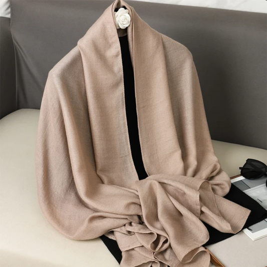 Beige Linen Premium Plain Viscose Cotton Scarves