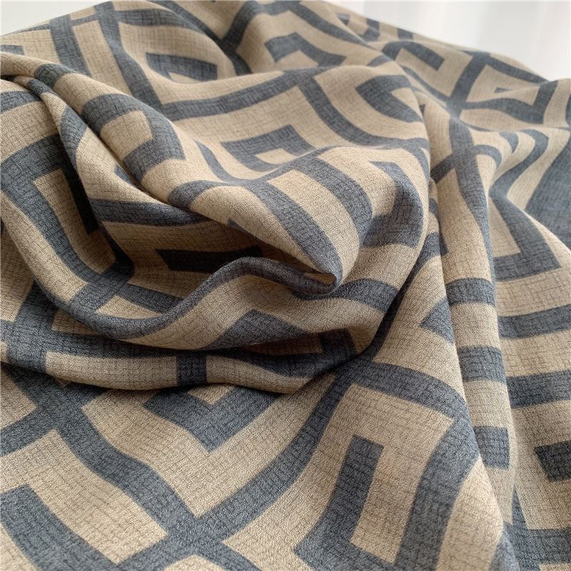 Grey Checker Printed Viscose Scarf