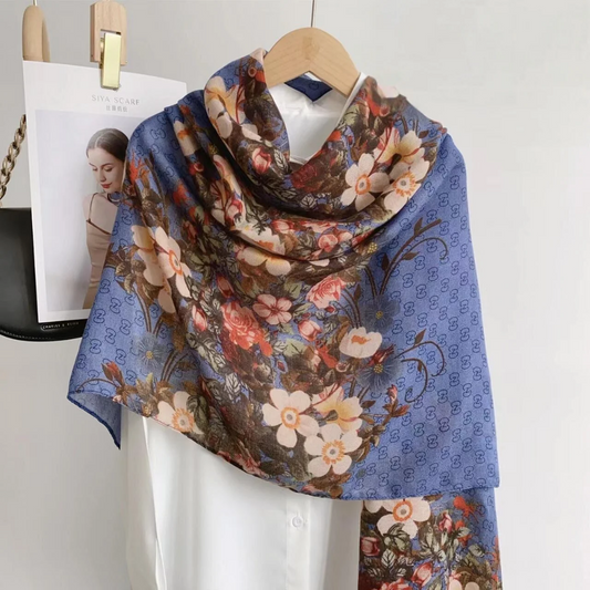 Breeze Ink Floral Printed Viscose Scarf