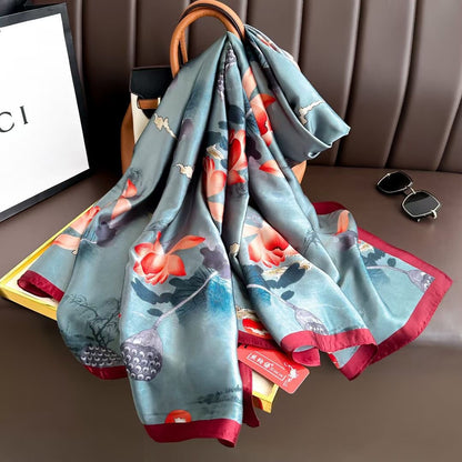 Sun Set Winter Printed Silk Scarf
