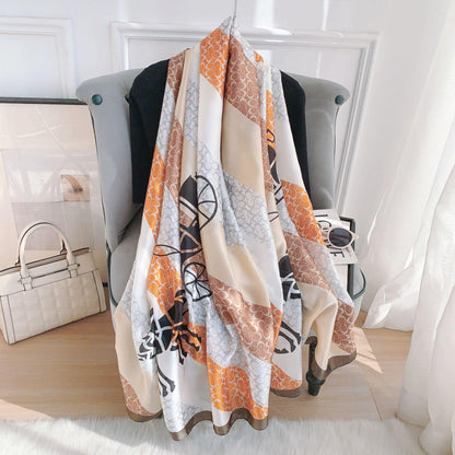 Coach Orange  Printed Silk Scarf Summer Edition 26'