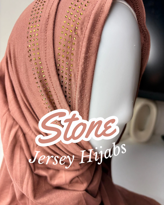 Stone Jersey Hijabs – Dusty Peach Jersey Party Wear Hijabs