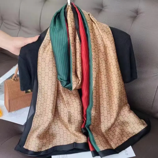 CC Scroll Brand Printed Silk Scarf
