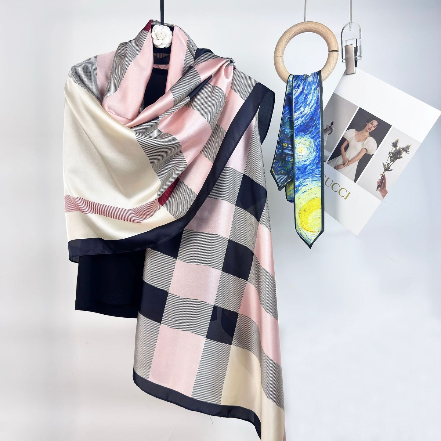 Pink BB Winter Printed Silk Scarf
