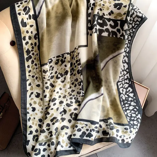 Green Animal Brand Print Viscose Scarf