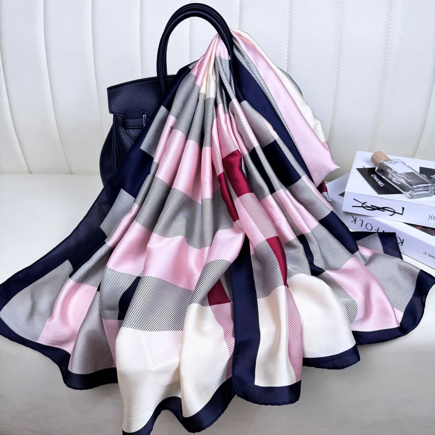 Pink BB Winter Printed Silk Scarf