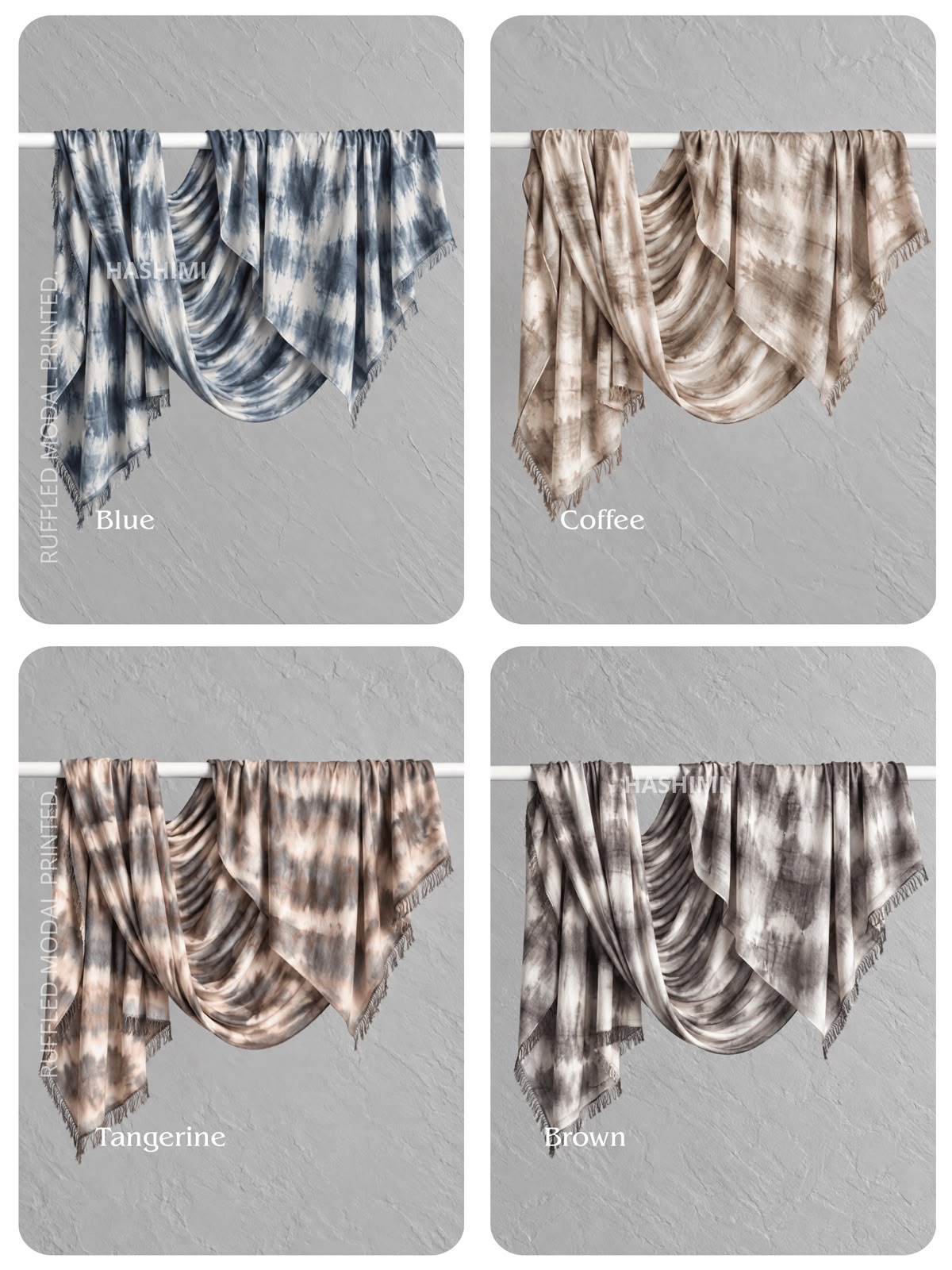 Cobalt Tie Dye Ruffled Modal Printed Hijabs