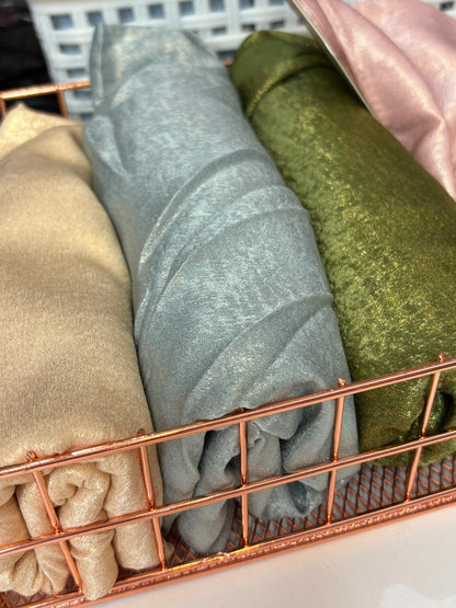 Yusraa Velvet Satin Gold Foil Hijabs