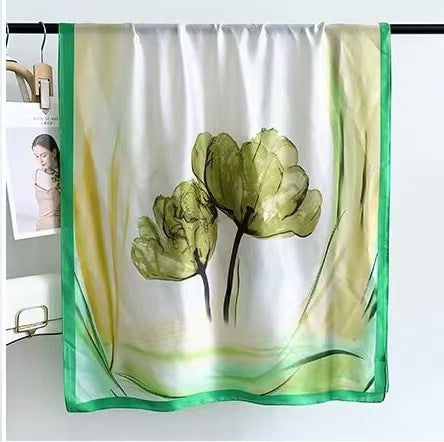 Big Tulip Winter Printed Silk Scarf