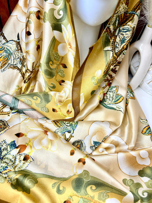 Orchid Bloom Printed Silk Scarf