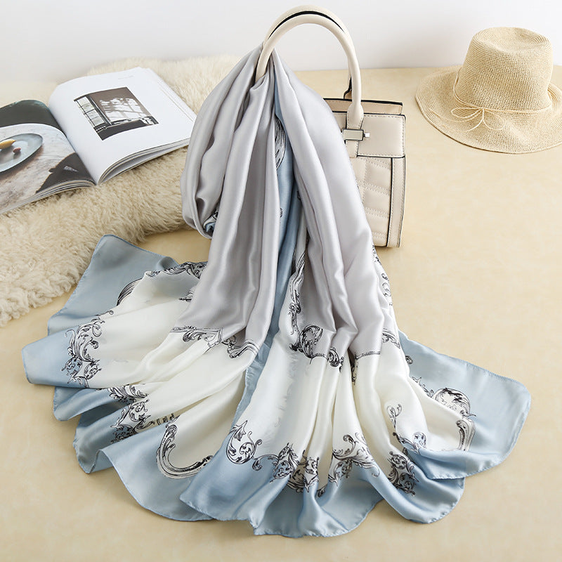 Blue Lining Printed Silk Scarf