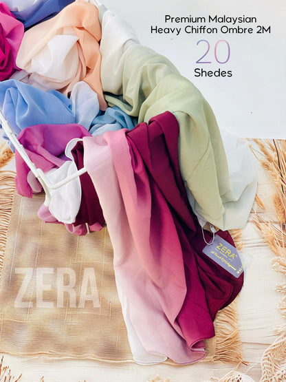 Zera Premium Ombre Malaysian Heavy Chiffon Hijabs 2M