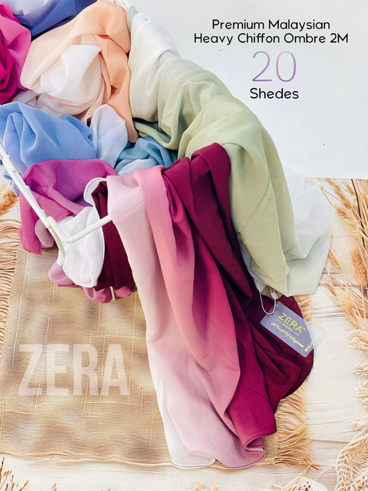 Zera Premium Ombre Malaysian Heavy Chiffon Hijabs 2M