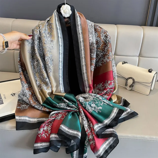 Bronze Art Cube Printed Silk Scarf