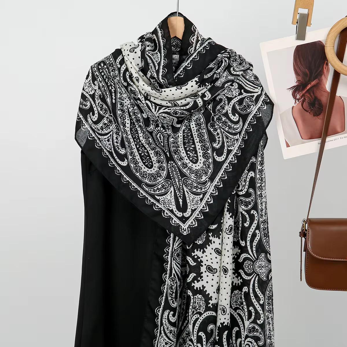 Black White Polka Mehendi Printed Summer Edition 26’ Viscose Scarf