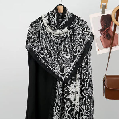 Black White Polka Mehendi Printed Summer Edition 26’ Viscose Scarf