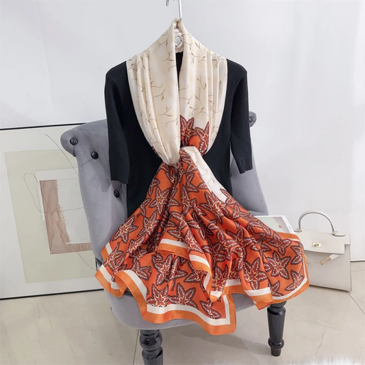 Star Tangerine Printed Silk Scarf