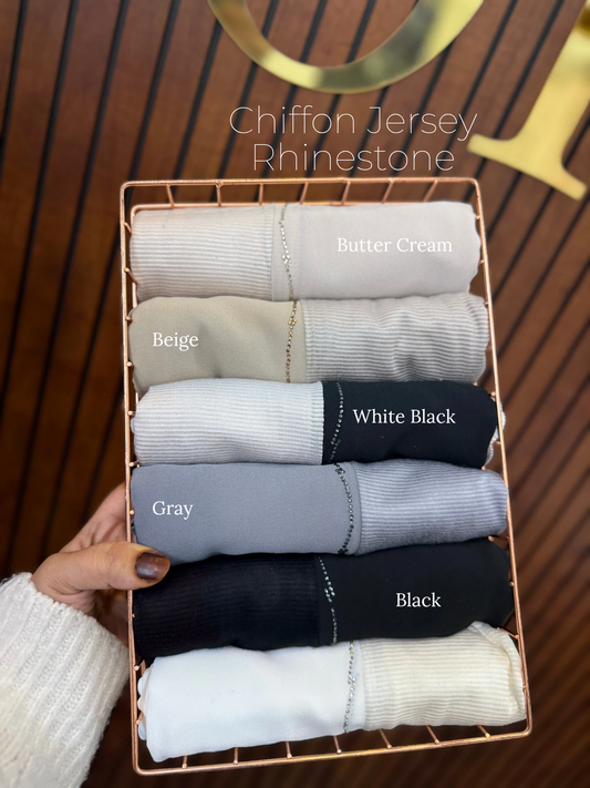Chiffon Jersey Rhinestone Party Wear Hijabs