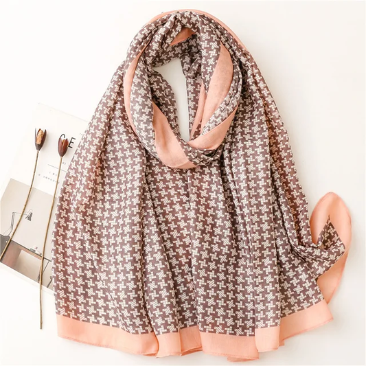 Tiny Check Printed Viscose Scarf