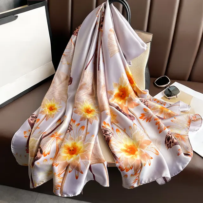 Enchanted Silver Printed Silk Scarf