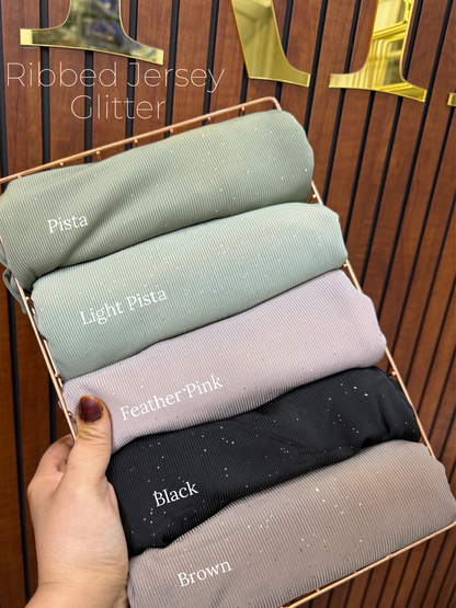 Ribbed Jersey Glitter Hijabs